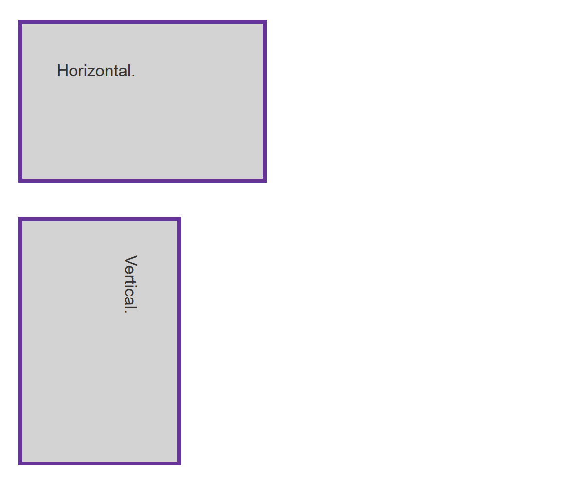 Zwei Kästchen, eines horizontal, das andere vertikal