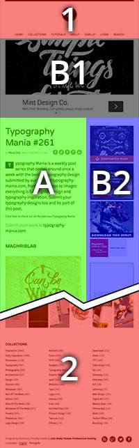 Ein 2-Spalten-Layout mit Hauptinhalt in der linken Spalte