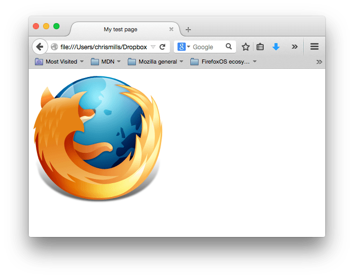 Ein Screenshot unserer grundlegenden Website, die nur das Firefox-Logo zeigt - ein flammender Fuchs, der die Welt umwickelt