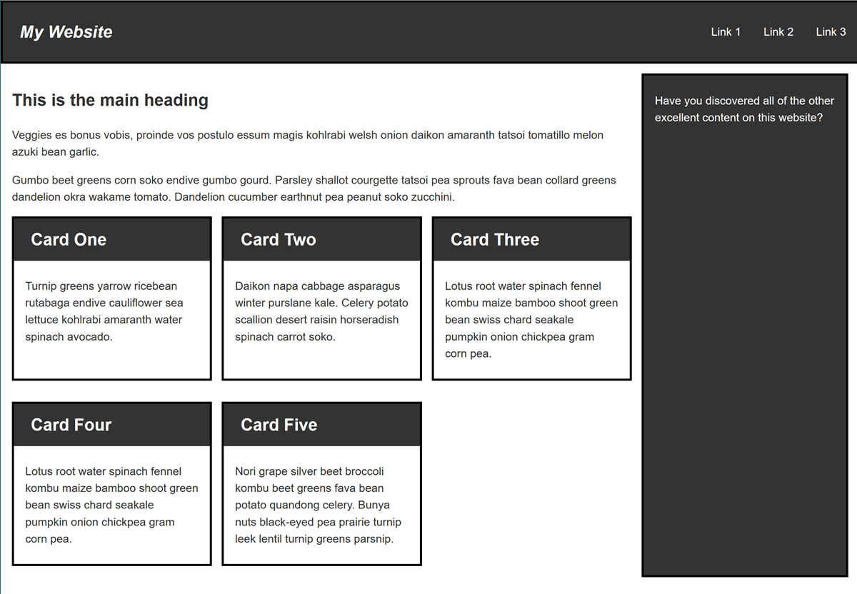 Ein zweispaltiges skizziertes Layout.