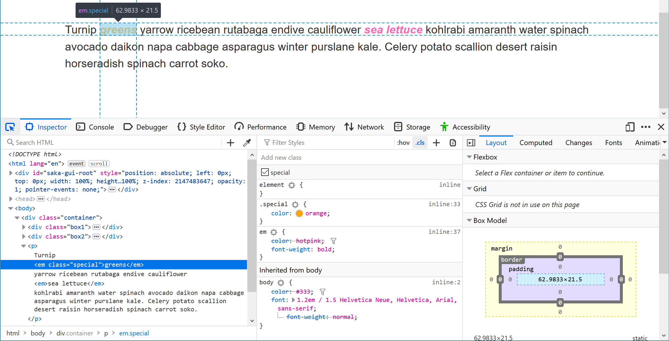 Ein em auswählen und im DevTools schauen, was die Farbe überschreibt.