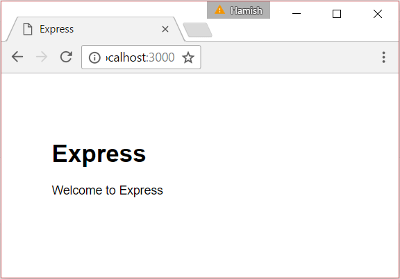 Browser für die Standard-Express-App Generator Website