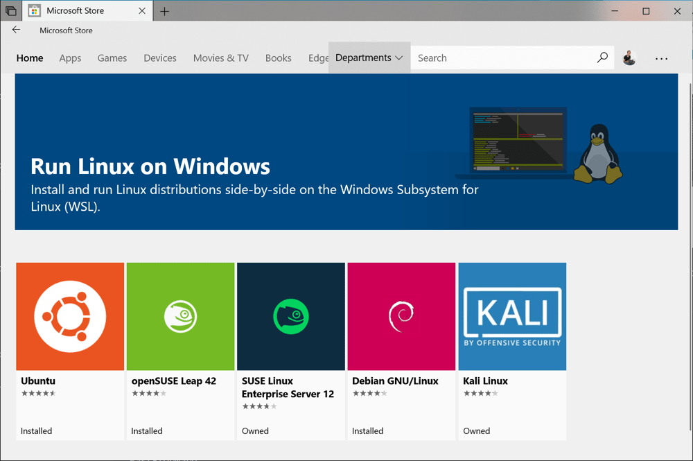 ein Screenshot der Dokumentation des Windows-Subsystems für Linux