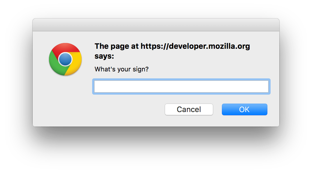 Eingabedialog (prompt()) in Chrome auf macOS