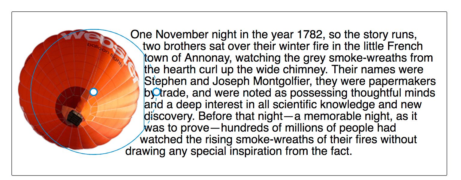 Der Kreisform wird von der Randbox abgeschnitten