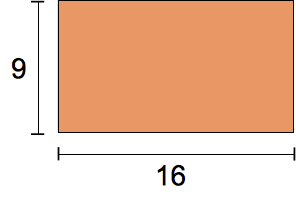 Ein Rechteck, das neun Einheiten hoch und sechzehn Einheiten breit ist