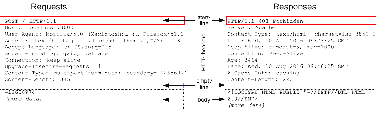 Anfragen und Antworten teilen eine gemeinsame Struktur in HTTP