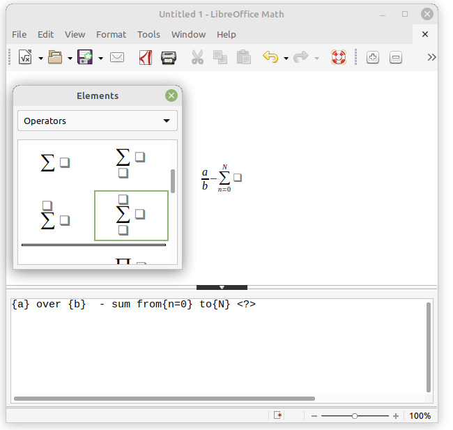 StarMath-Eingabefeld in Libre Office