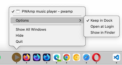 PWA-Symbol im Dock auf macOS