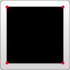 Ein schwarzes Quadrat wird innerhalb eines weißen Quadrats gezeichnet. Die Kanten des schwarzen Quadrats beginnen bei Position (10,10), bewegen sich horizontal zur Position (90,10), bewegen sich vertikal zur Position (90,90), bewegen sich horizontal zurück zur Position (10,90) und schließlich zurück zur ursprünglichen Position (10, 10).