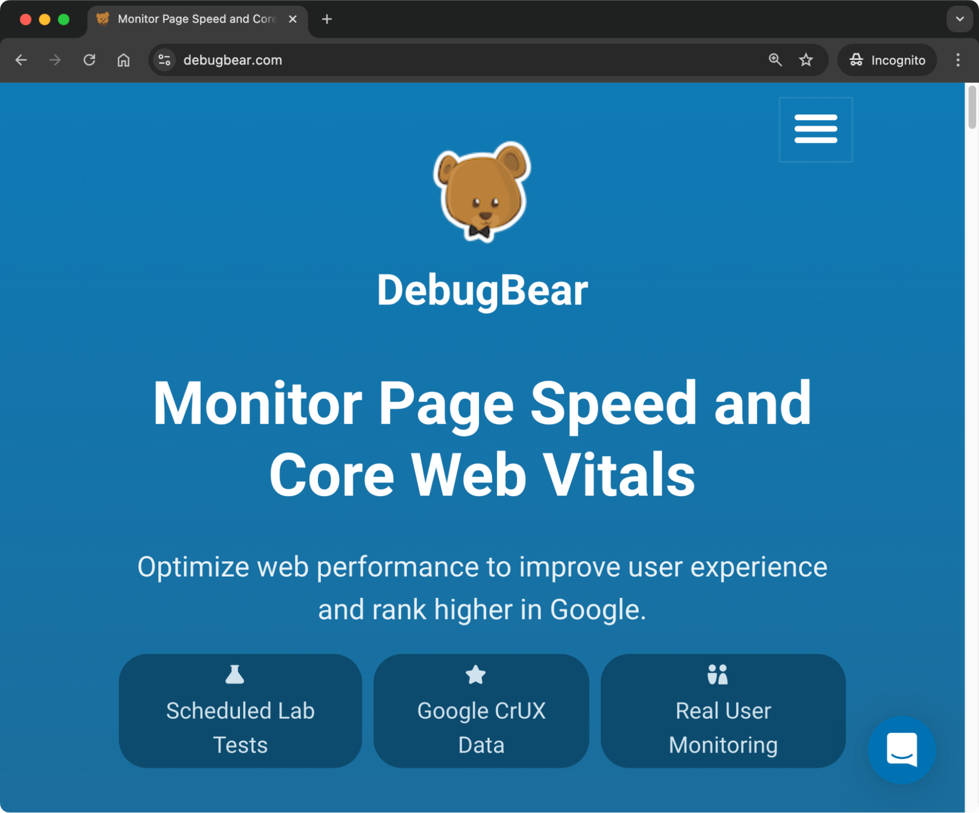 DebugBear home page