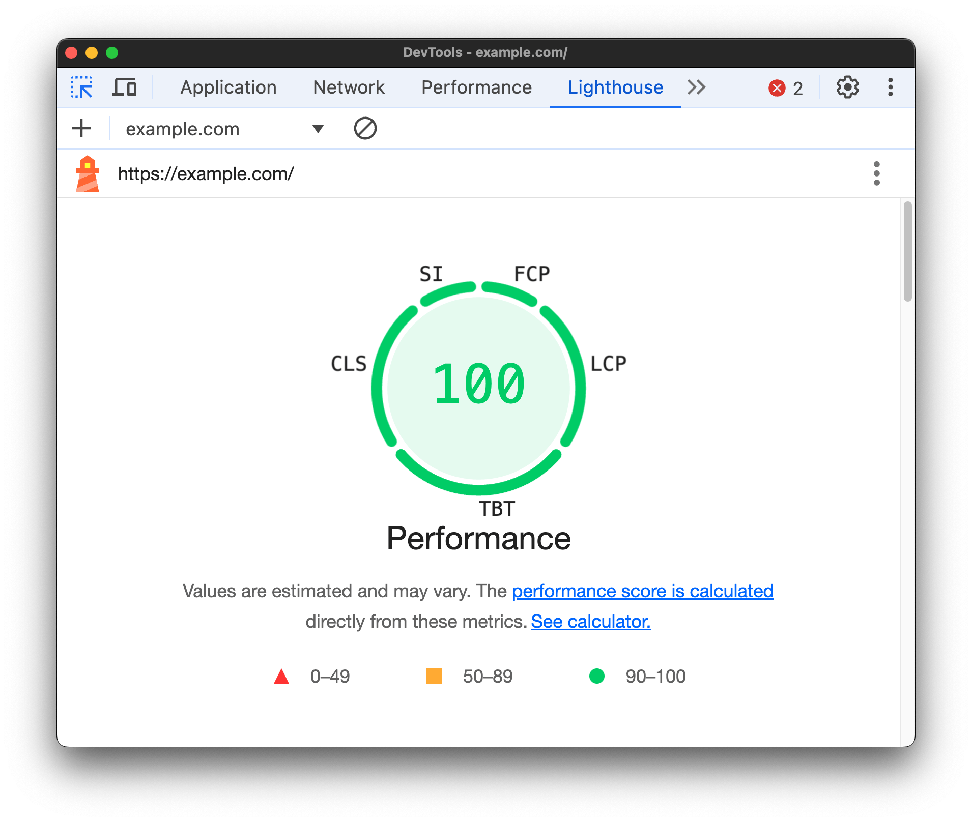 Lighthouse panel in Chrome DevTools