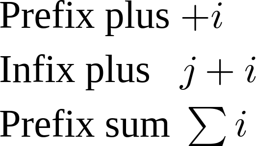 Screenshot of the MathML formula with different operator spacing