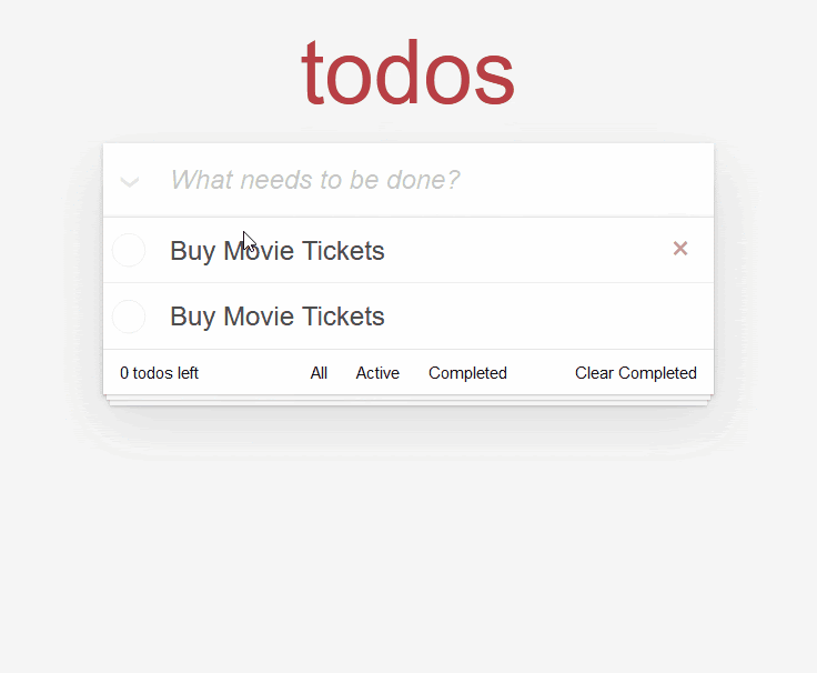 The app being shown in the Ember inspector, to prove that added todos are being stored by the service, even if they are not being displayed in the UI yet
