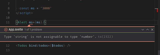 Type checking in VS Code - the ms variable has been given a non-numeric value