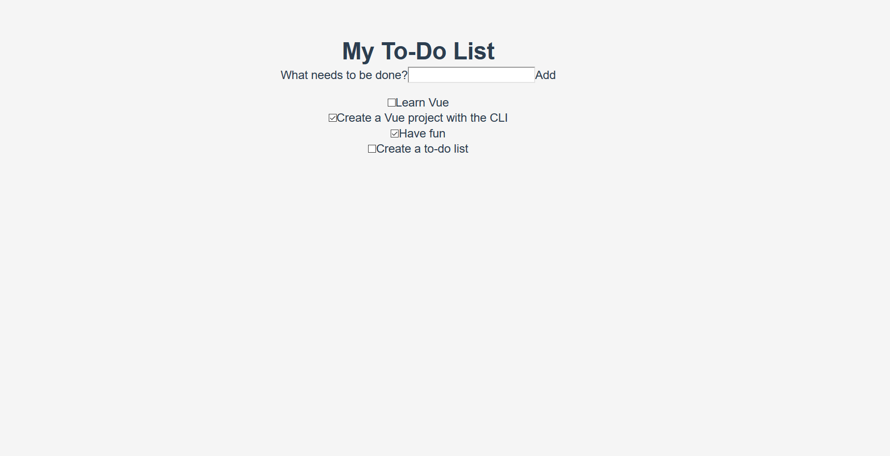 the todo app with partial styling added; the app is now in a card, but some of the internal features still need styling
