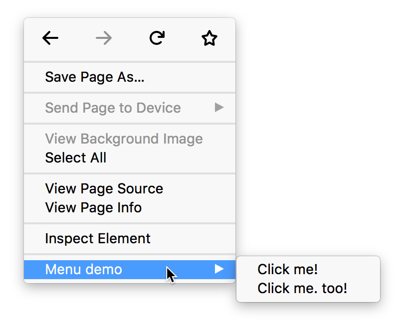 Context menu items - Mozilla