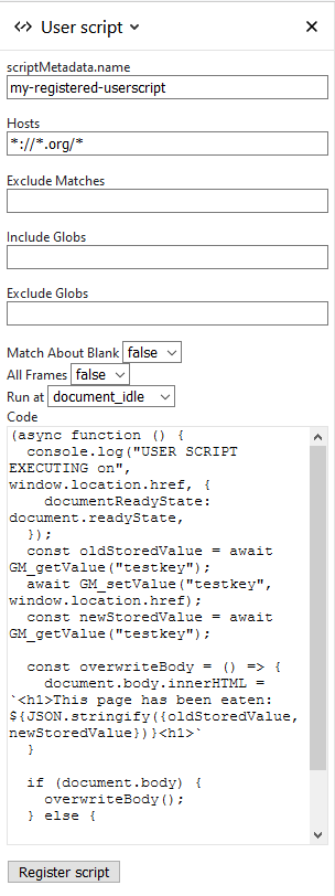 User script example