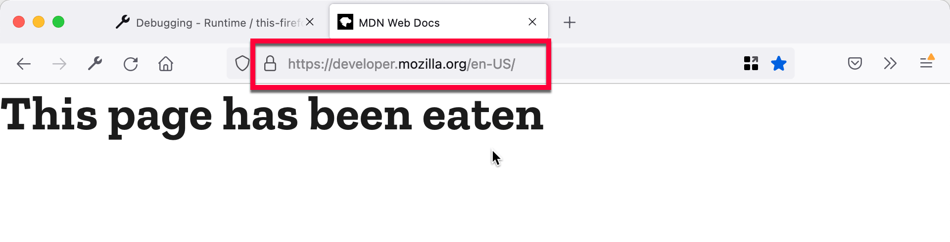 developer.mozilla.org page "eaten" by the script