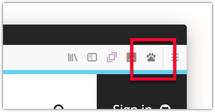 A custom browser action icon it the browser tool bar that looks like paw print.