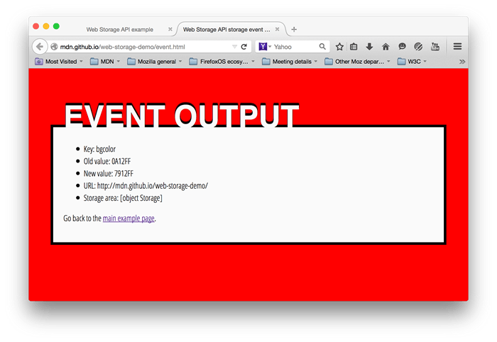Event output page