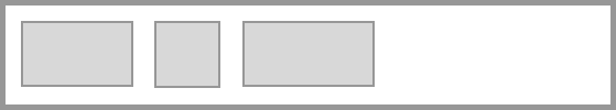 Three rectangles of different widths are inside a box. They are all aligned to the left side of the containing box, with about 10px between them, and 10px between the left side of the first rectangle and the parent container.