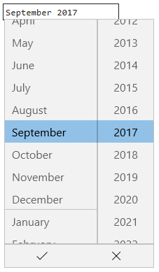 Month control on Edge browser