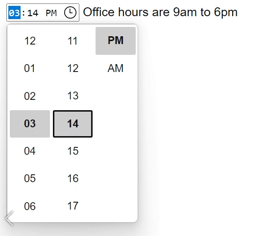 Edge の 12 時制の time input