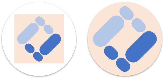 A non-maskable icon on the left, as a small square within the app icon circle. A maskable icon on the right, filling in the entire app icon circle