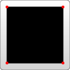 검은색으로 채워진 흰색 사각형이 그려집니다. 검은색 사각형의 모서리는 (10,10) 좌표에서 시작하여 (90,10) 위치로 수평 이동하고, (90,90)로 수직 이동하며, (10,90)로 수평 이동한뒤 원래 위치(10,10)로 돌아옵니다