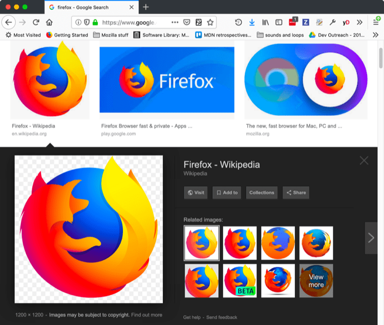 Résultats de recherche pour un terme sur Google Images