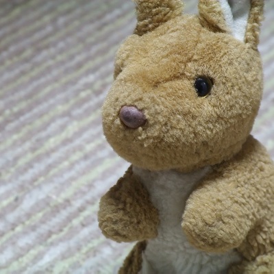 A light brown plush baby kangaroo.