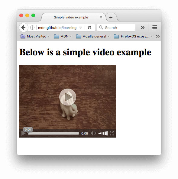 小さな白いウサギの動画を表示するシンプルなビデオプレーヤー