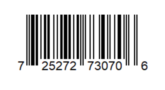 upc-a バーコードの画像です。白黒の縦線の長方形で、その下に数字が書かれています。