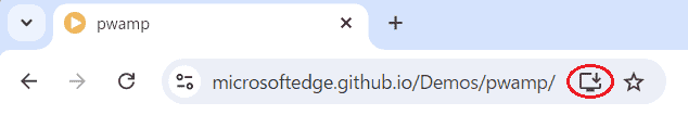 ChromeのURLバーにPWAインストールアイコンを表示しているところ