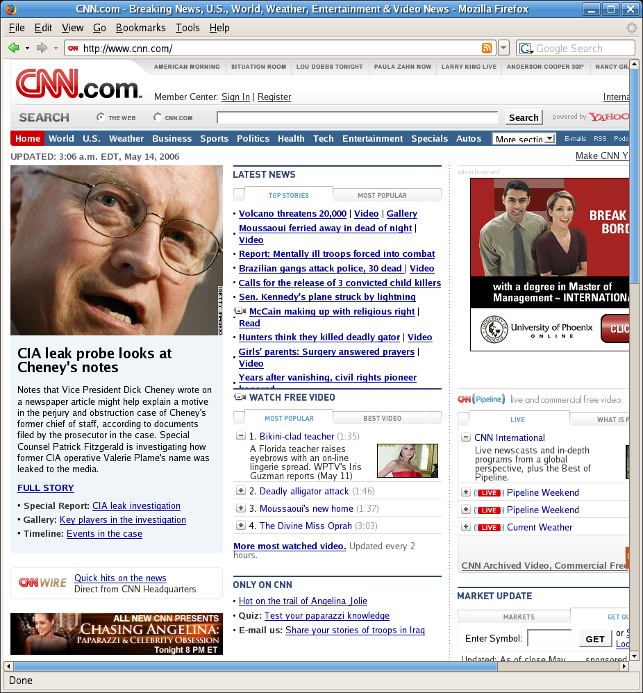 cnn.com, showing problems with narrow window