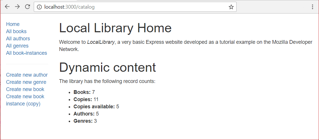 Home page - Express Local Library site