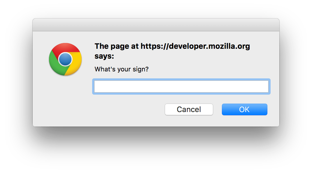 macOS 上 Chrome 中的 prompt() 对话框