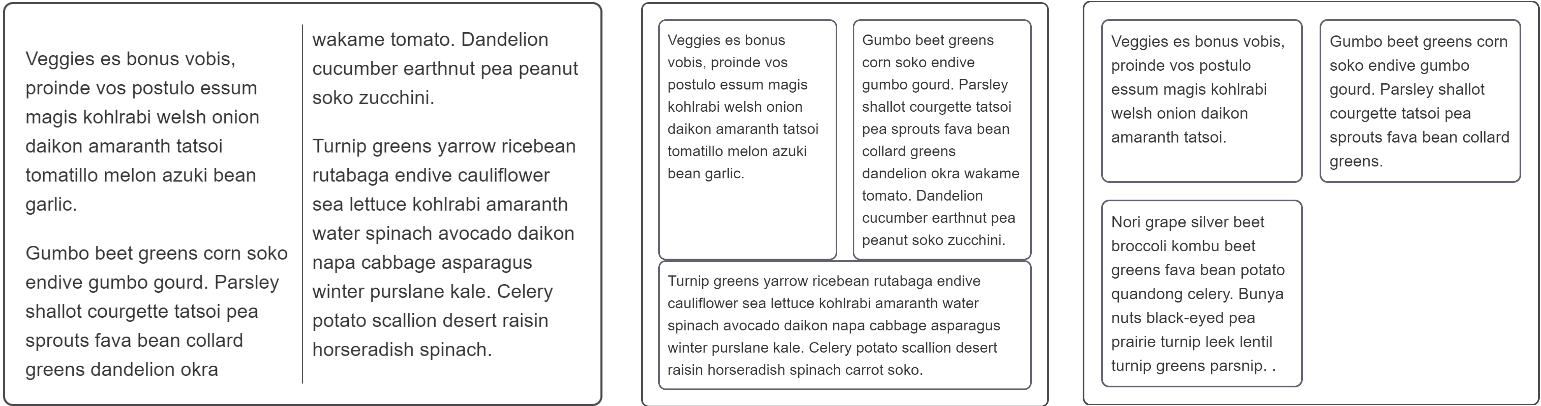 三种不同风格的布局，在容器中分为两列